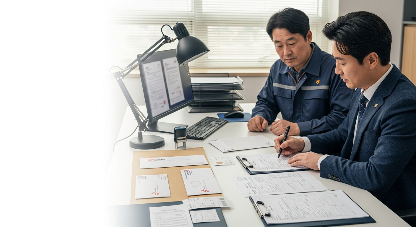내용증명 작성 및 우체국 발송 장면